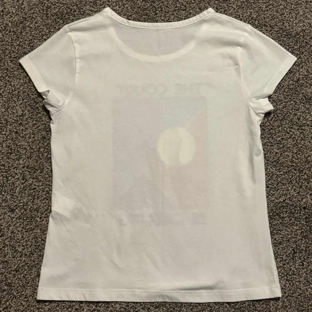 Skechers White Tee with Red, Blue & Yellow Tennis Graphic Youth Large
